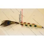 Gold Jewel Customized Nikkah Pen With Peacock Feather