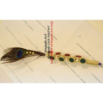 Gold Jewel Customized Nikkah Pen With Peacock Feather