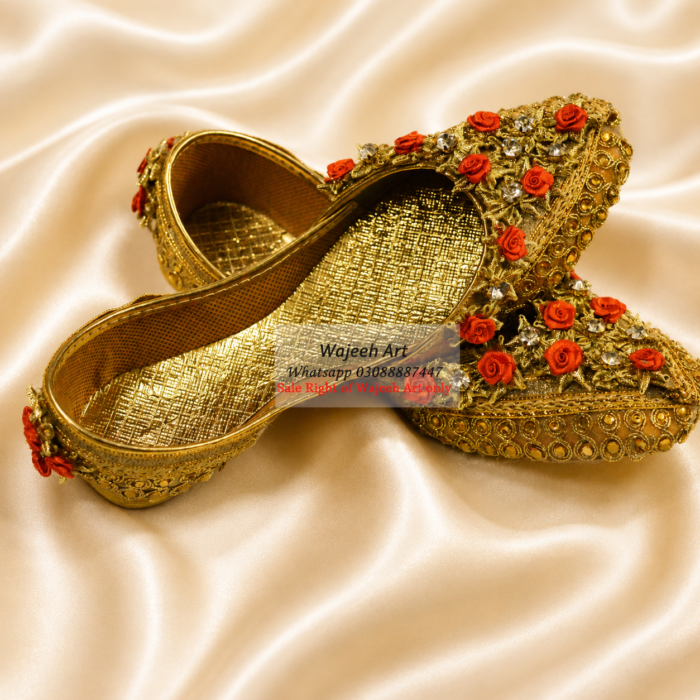 Shoe19 Golden Rose Khussa