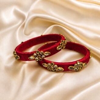 KBangle15 Pair of Pink Kundan Bangles