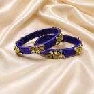 KBangle16 Pair of Purple Kundan Bangle Set
