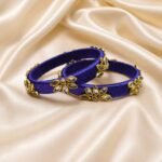 KBangle16 Pair of Purple Kundan Bangle Set