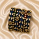 KBangle14 Blue & Green Kundan Bangle Set