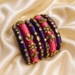 KBangle06 Pink and Purple Kundan Bangle Set