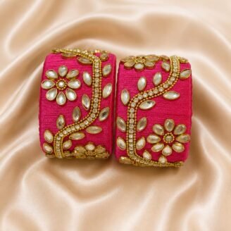 KBangle115 Pair of Baby Pink Kundan Karas