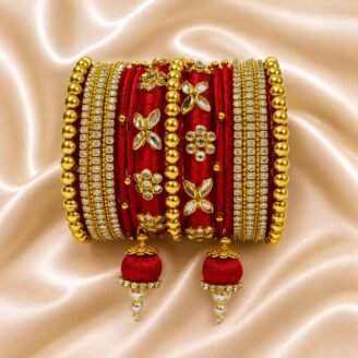 KBangle117 Red Kundan Jhumka Bangles