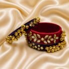 KBangle140 3pcs Black & Red Kundan Bangle Set