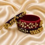 KBangle140 3pcs Black & Red Kundan Bangle Set