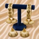 KBangle141 White Kundan Jhumka Bangle Set