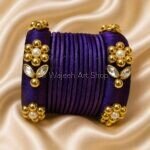 KBangle136 Simple Purple Kundan Bangle Set