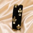 KBangle135 Pair of Black Kundan Bangles