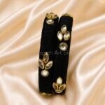 KBangle135 Pair of Black Kundan Bangles