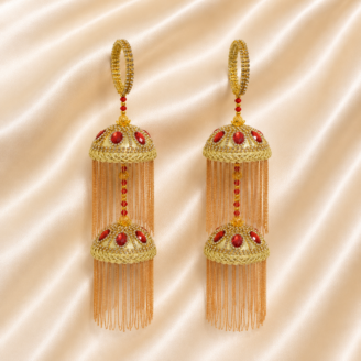 kaleera25 2 tier Gold & Red Embellished Bridal Kaleeray