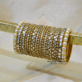 KBangle272 Golden Kundan Bangle Set