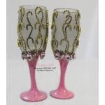 GlassTray46 Handmade Classic Pink Doodh Pilai Glass Decorated