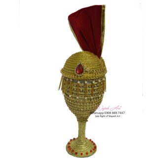 Handmade Gold Paghri Style Dhoodh Pilai Glass For Groom