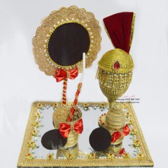 Traditional Personalized Paghri Style GlassTray With Price Tags