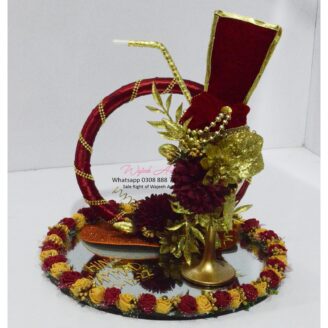 All Red Handmade Paghri Style Dhoodh Pilai Glass Tray