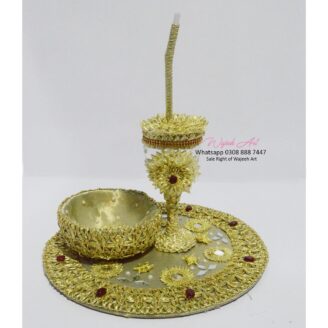 All Gotta Handmade Dhoodh Pilai GlassTray With Mithai Bowl