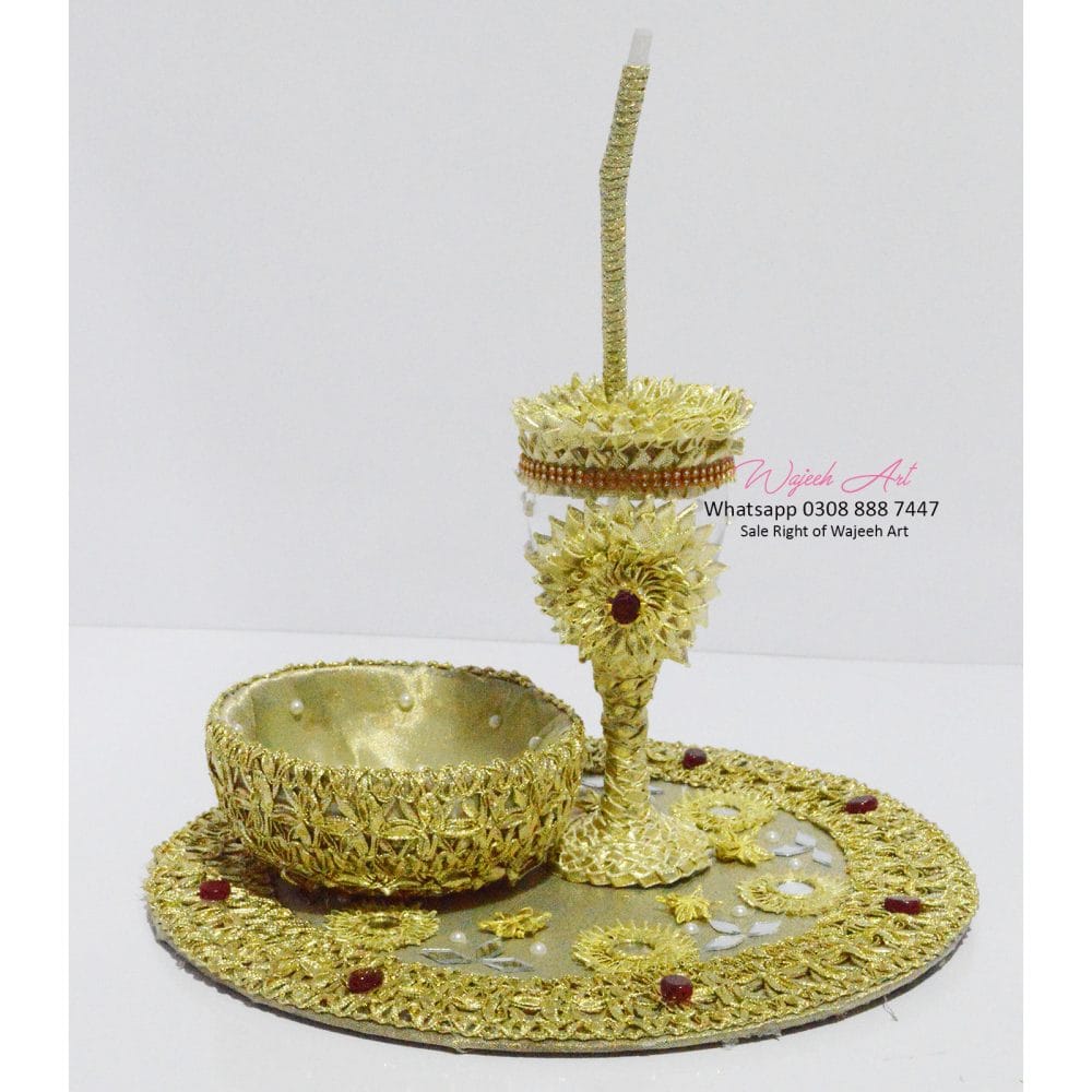 All Gotta Handmade Dhoodh Pilai GlassTray With Mithai Bowl - Image 2