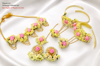 FJewel48 White and Pink Handmade Dough Flower Jewellery