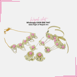 FJewel48 White and Pink Handmade Flower Jewellery Set
