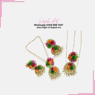 FJewel51 Multicolor Flower Jewellery Set With Kundan Work