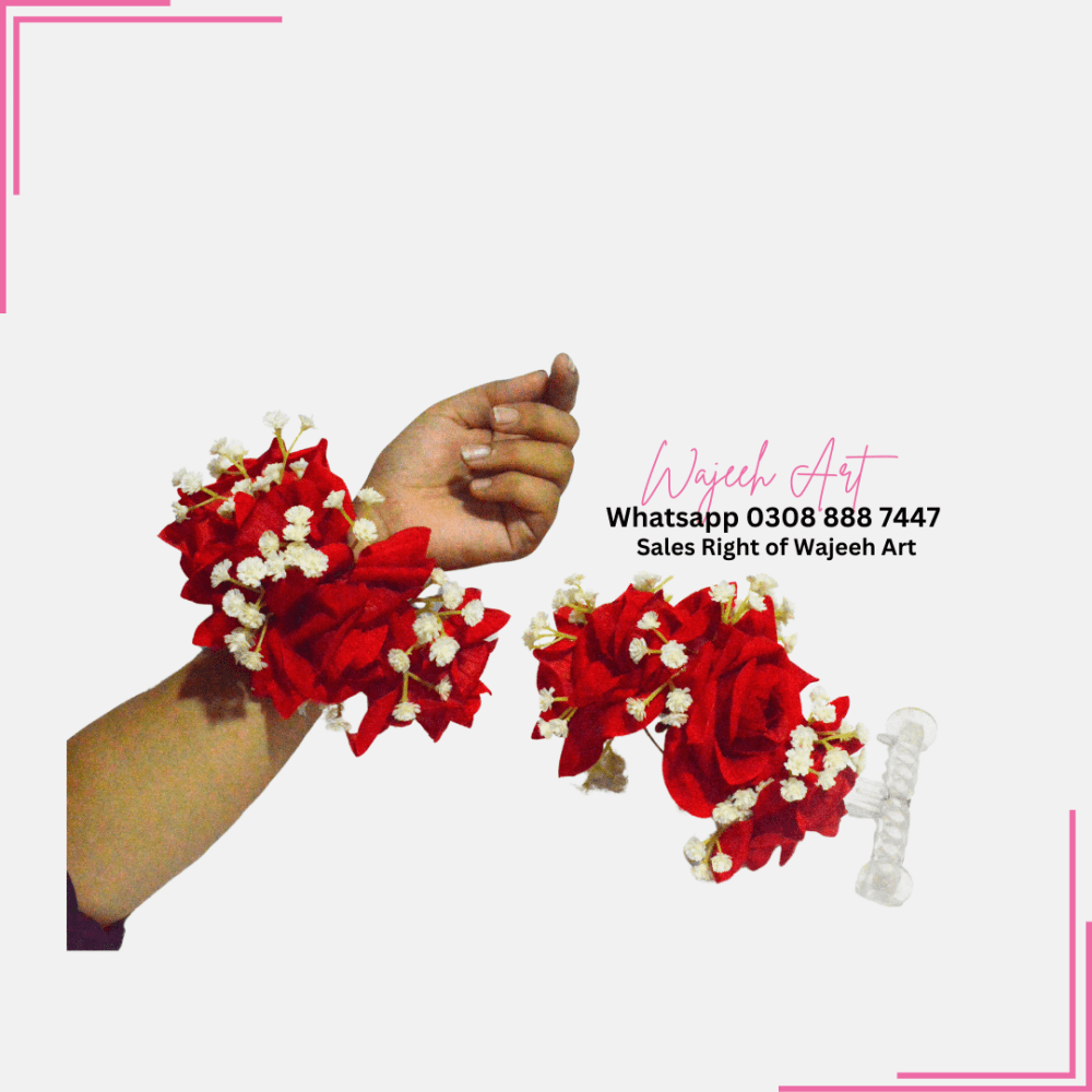 FJewel50 Handcrafted Artificial Red Rose Flower Gajra - Image 2