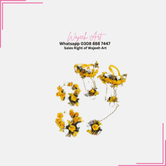 FJewel 52 Handmade Yellow Flower Bali & Bindya Jewellery Set