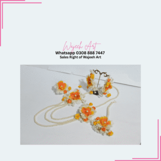 Handcrafted Elegant Floral Jewllery Set With Pearls