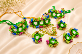 FJewel55 Handmade Flower Jewellery Set With Mirror Work