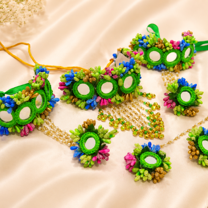 FJewel55 Handmade Flower Jewellery Set With Mirror Work