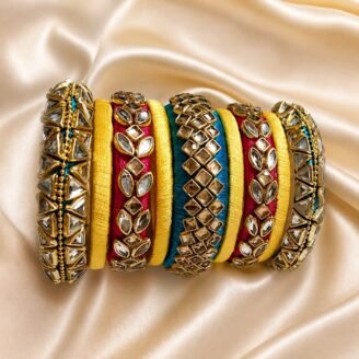 KBangle286 Three Color Kundan Bangles