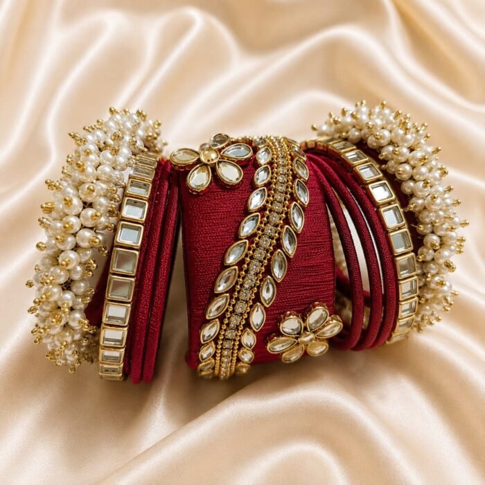 KBangle281 Maroon Kundan Bangle Set KBangle281 Maroon Kundan Bangle Set