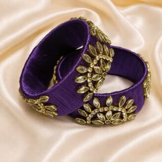 KBangle304 Pair of Purple Kundan Karas For Wedding & Eid