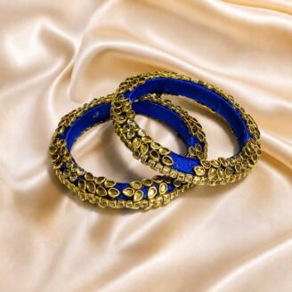 KBangle303 Pair of Royal Blue Kundan Bangles