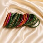 KBangle307 Three color Kundan Bangle set