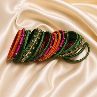 KBangle307 Three color Kundan Bangle set