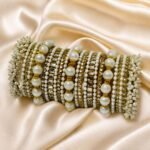 KBangle361 Elegant White Pearl Kundan Bangle Set