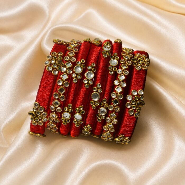 KBangle370 8 pcs red and gold kundan bangle set KBangle370 8 pcs red and gold kundan bangle set