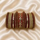 KBangle348 Bridal red kundan bangle set