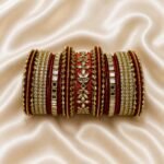 KBangle348 Bridal Red Kundan Bangle Set