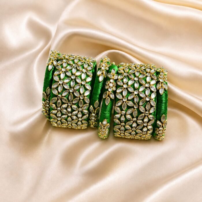 IMG-20260618-WA0121 KBangle355 6 pcs of green kkundan bangles