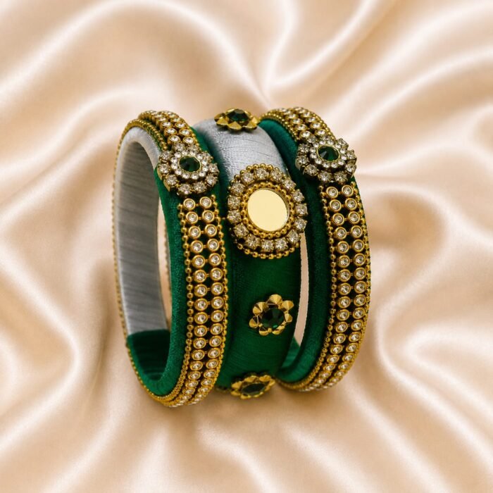 IMG-20260619-WA0134 KBangle332 3 pcs Special Green & White Bangle Set With Embellishment