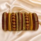 KBangle331 Red & Golden Bangle Set With Embellishment