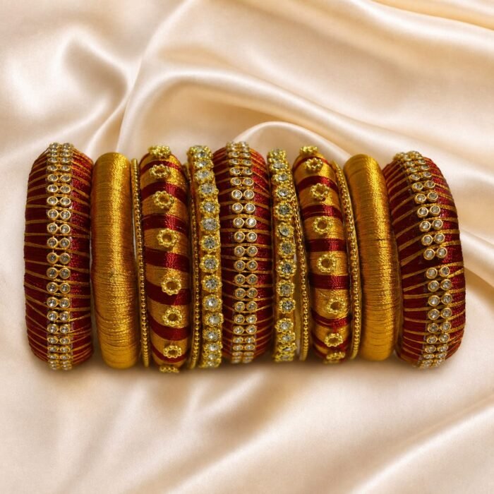 KBangle331 Red & Golden Bangle Set With Embellishment KBangle331 Red & Golden Bangle Set With Embellishment