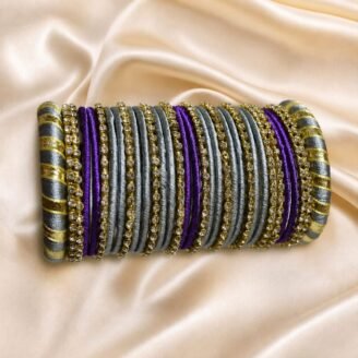 KBangle333 Grey & Purple Silk Thread Bangle Set