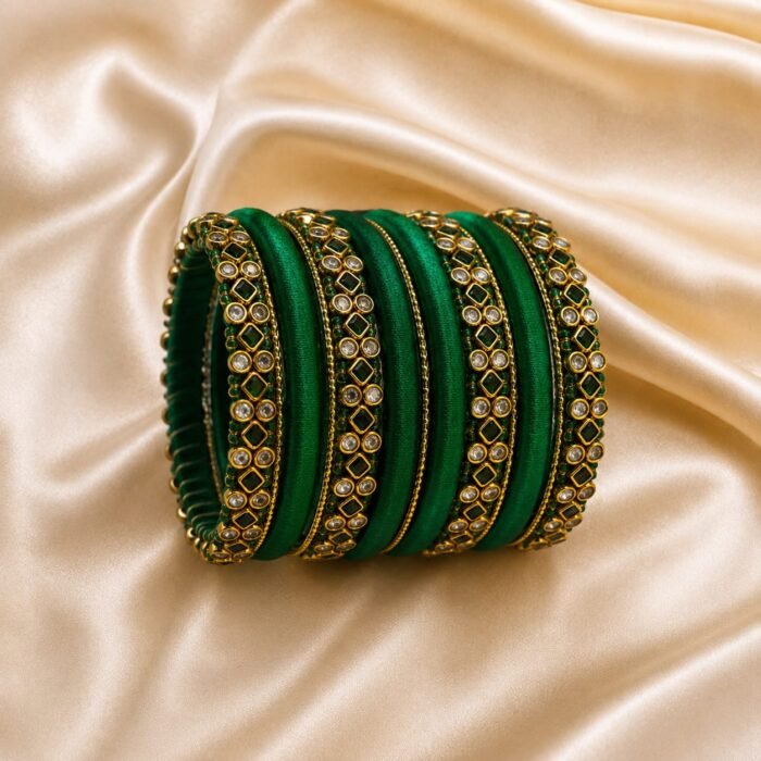 IMG-20260619-WA0140 KBangle334b Golden & Green Kundan Bangles For Wedding & Eid