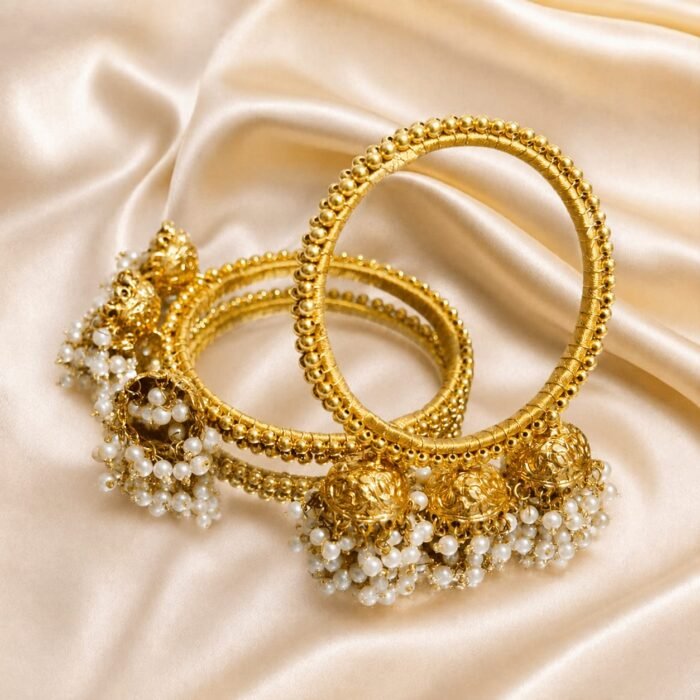 IMG-20260619-WA0143 KBangle354 Pair of Gold Kundan Bangles With Tassles