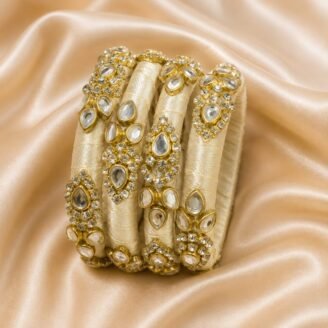 KBangle419 4 pcs of off white kundan bangles